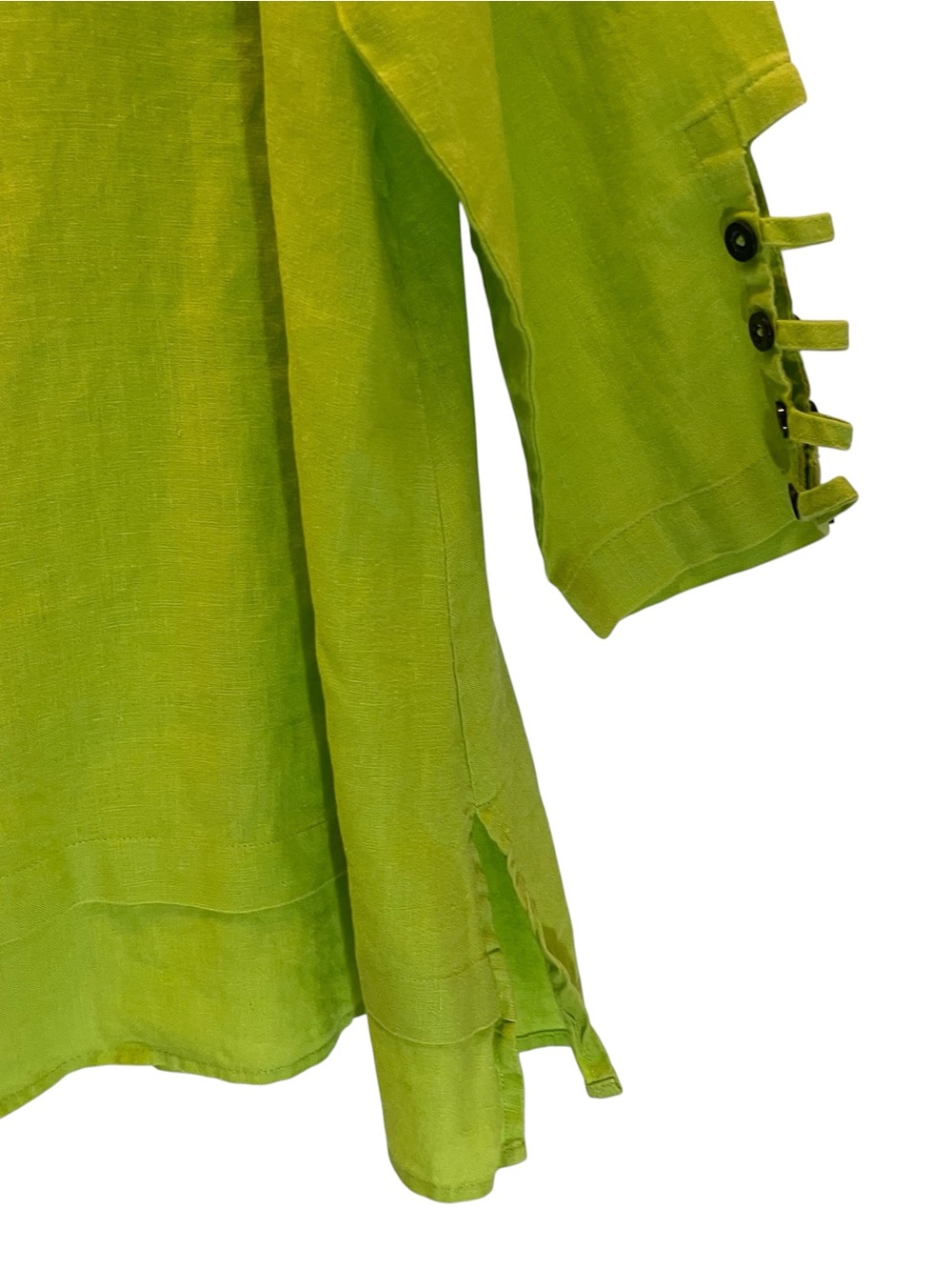 Ali Miles Lime Chartreuse Green V-Neck 100% Linen Tunic Top Size XL - Picture 3 of 8